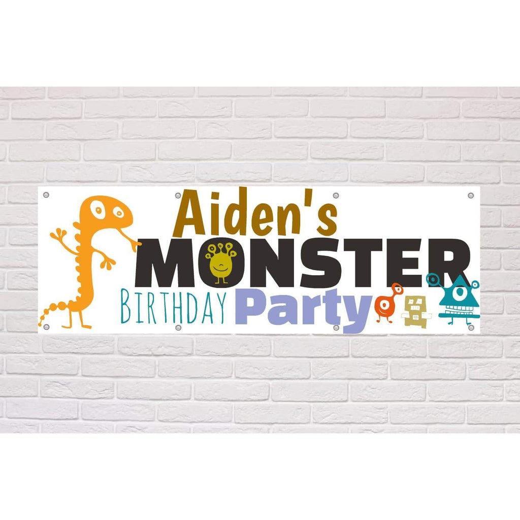 Personalised Kid's Birthday Monster Party Banner - The Sign Shed