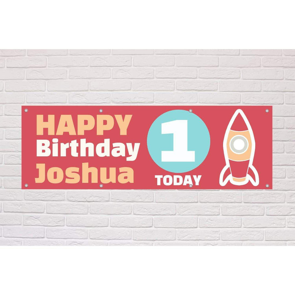 Personalised Kid's Party Rocket Banner - The Sign Shed