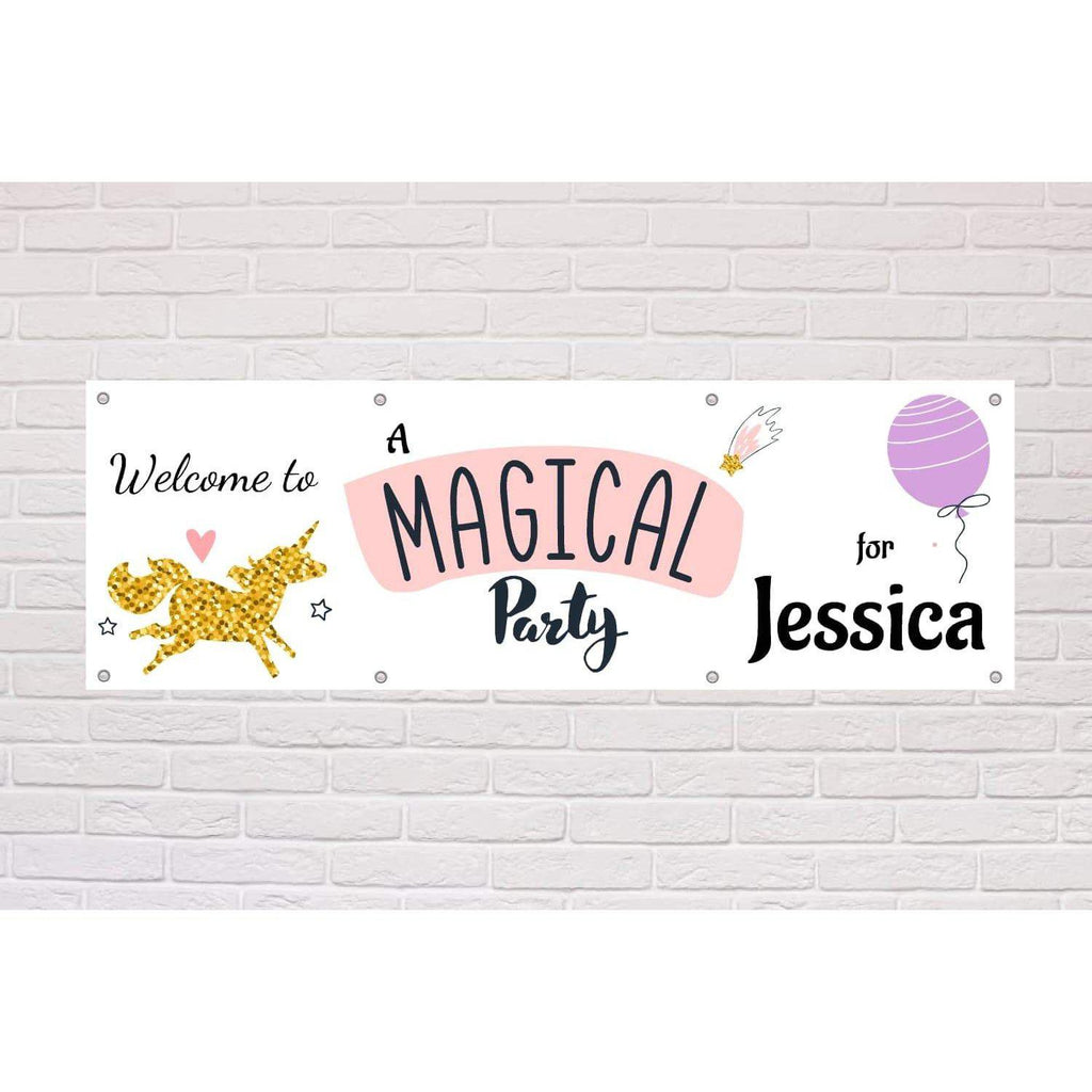 Personalised Magical Birthday Party Unicorn Banner - The Sign Shed