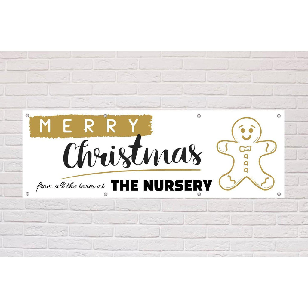 Personalised Merry Christmas Banner | Gingerbread Man - The Sign Shed