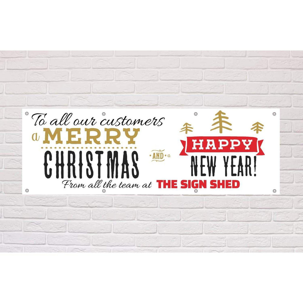 Personalised Merry Christmas Customers Banner - The Sign Shed