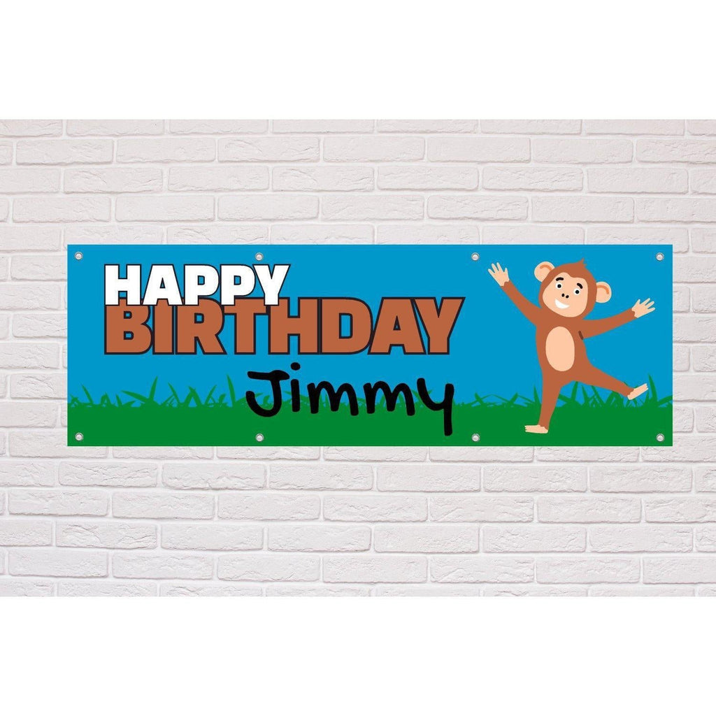 Personalised Monkey Birthday banner - The Sign Shed