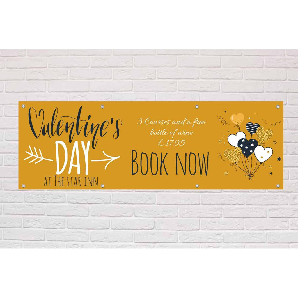 Personalised Valentine's Banner | Book Now | Balloons Theme - The Sign Shed