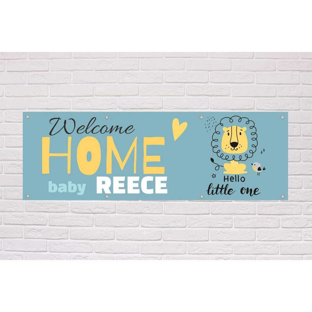 Personalised Welcome Home Baby Banner - Cute Lion - The Sign Shed