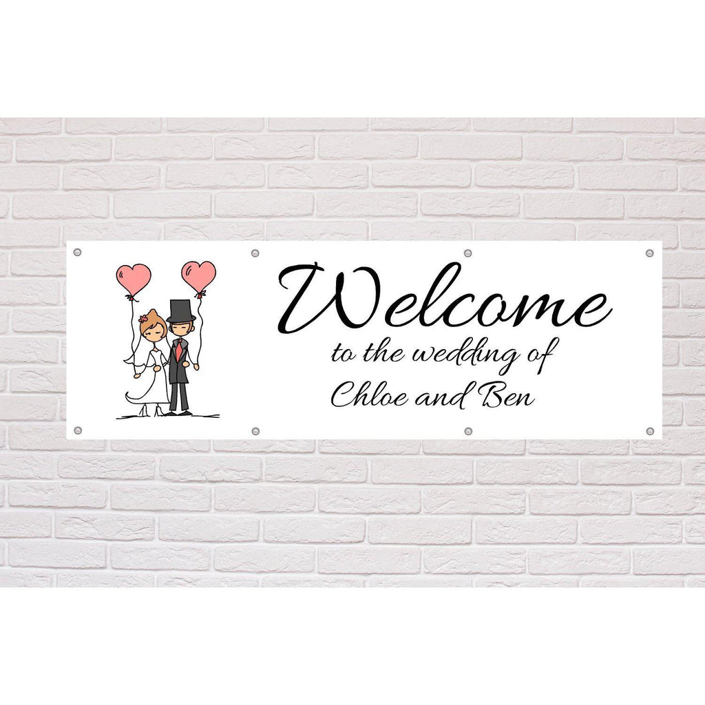 Personalised Welcome to Wedding Hearts banner - The Sign Shed