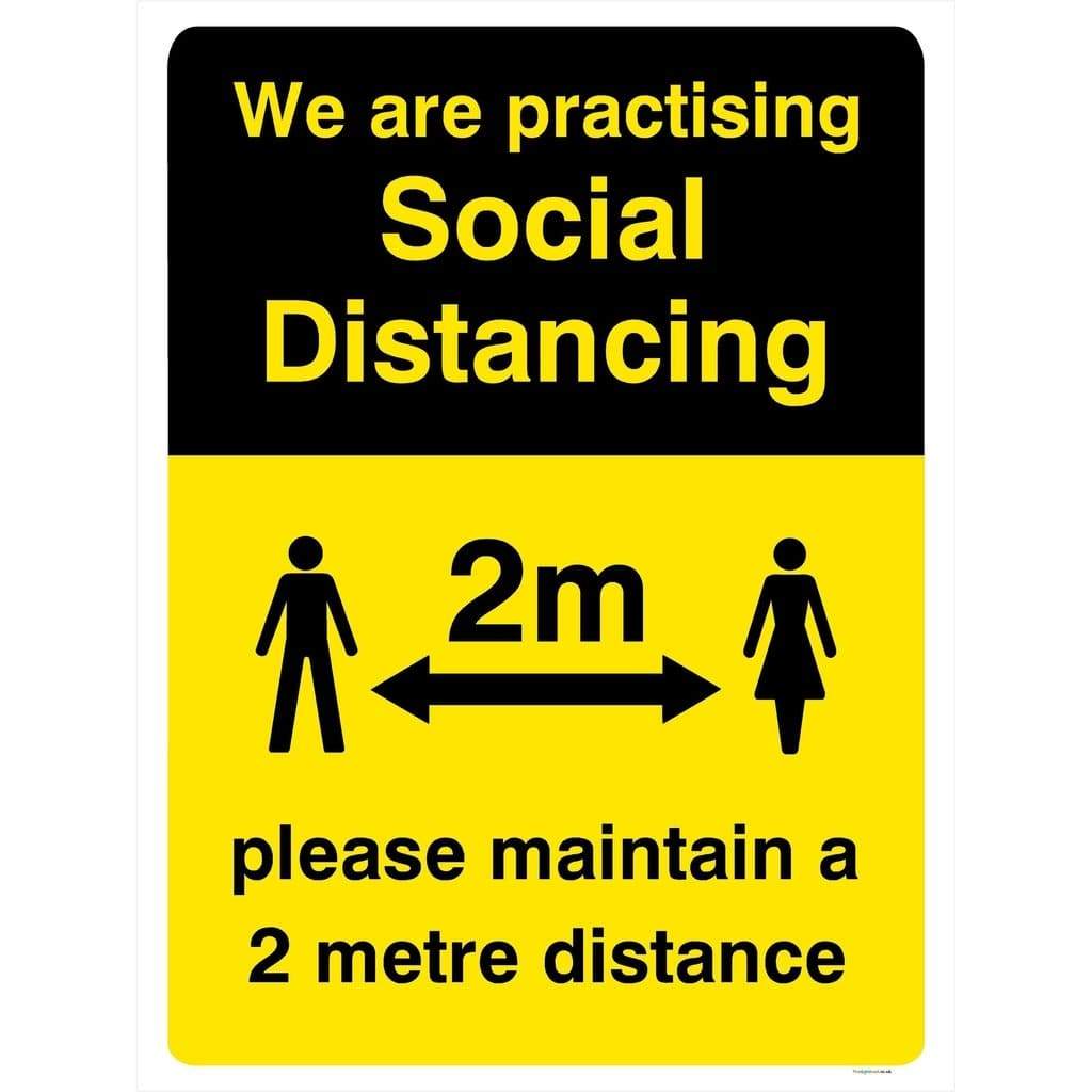 Practising Social Distancing 2m Sign - The Sign Shed