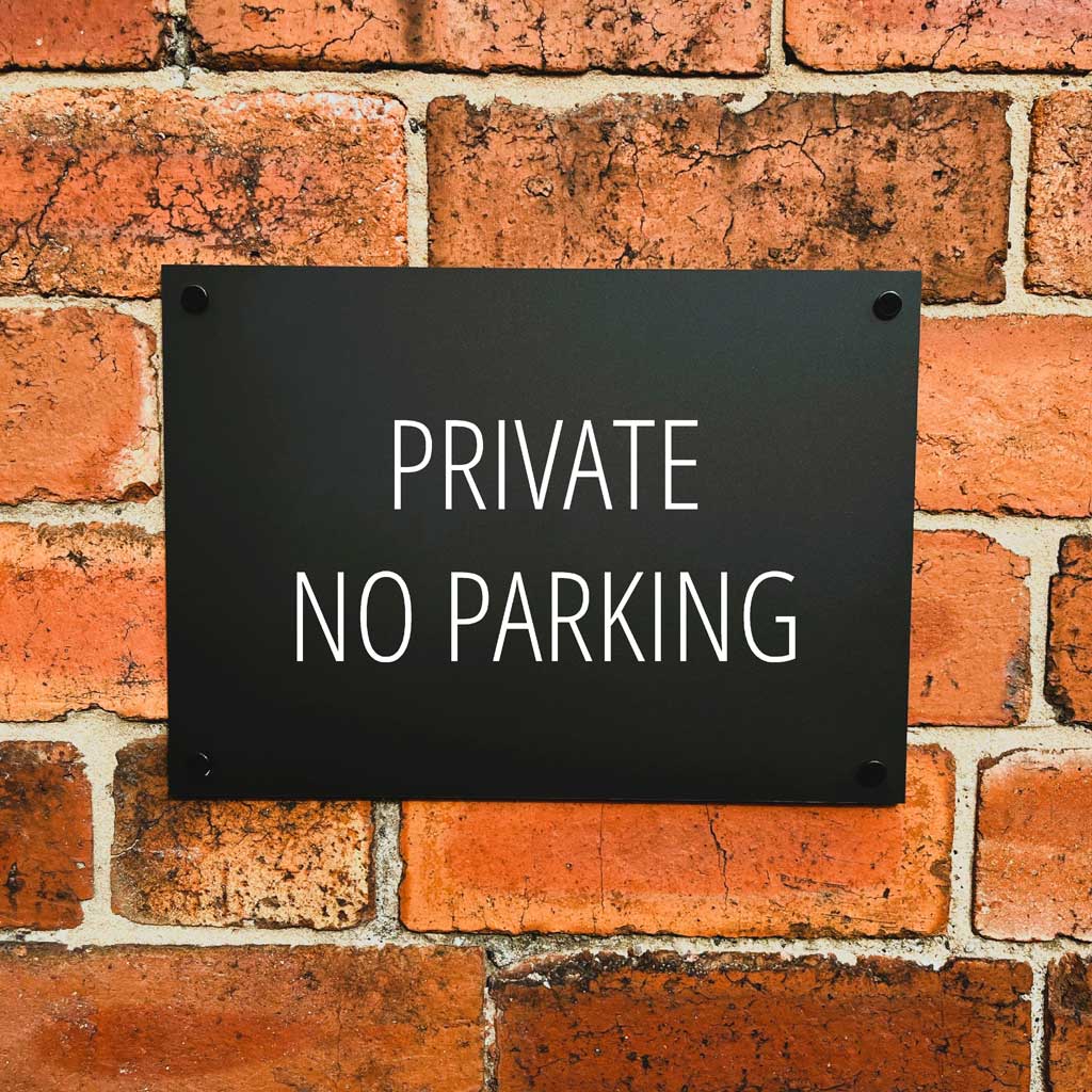 Private No Parking Sign Midnight Black Landscape - The Sign Shed