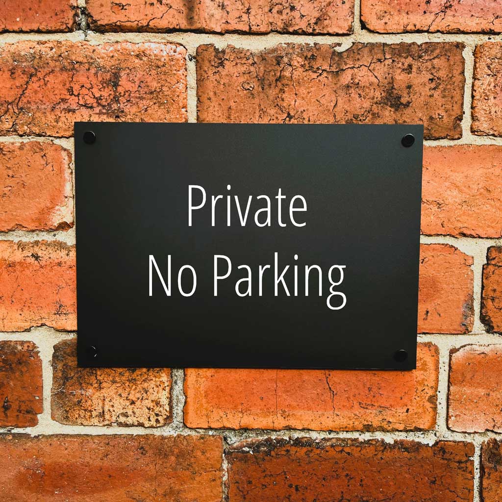 Private No Parking Sign Midnight Black Landscape - The Sign Shed