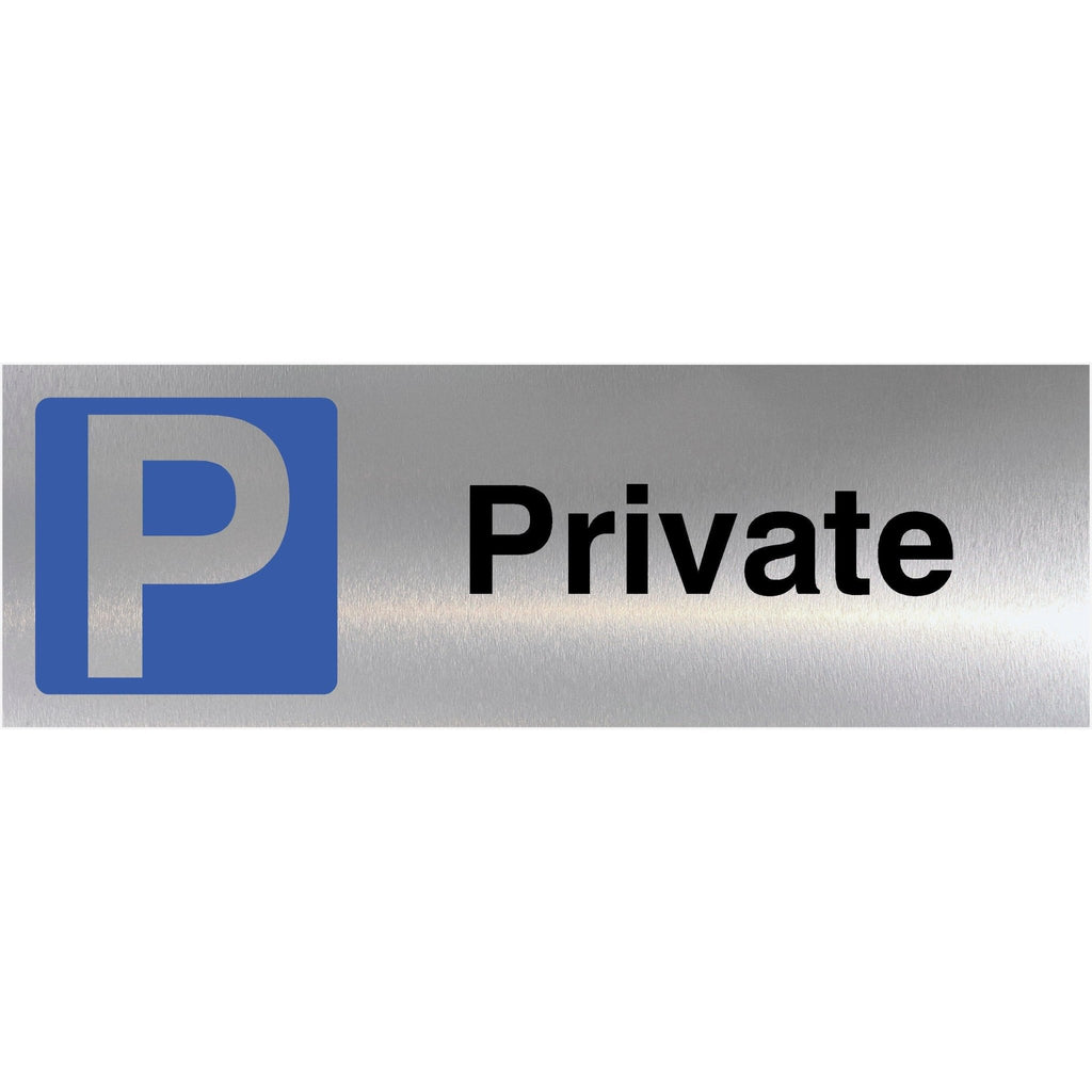 Private Parking Brushed Silver Sign - The Sign Shed