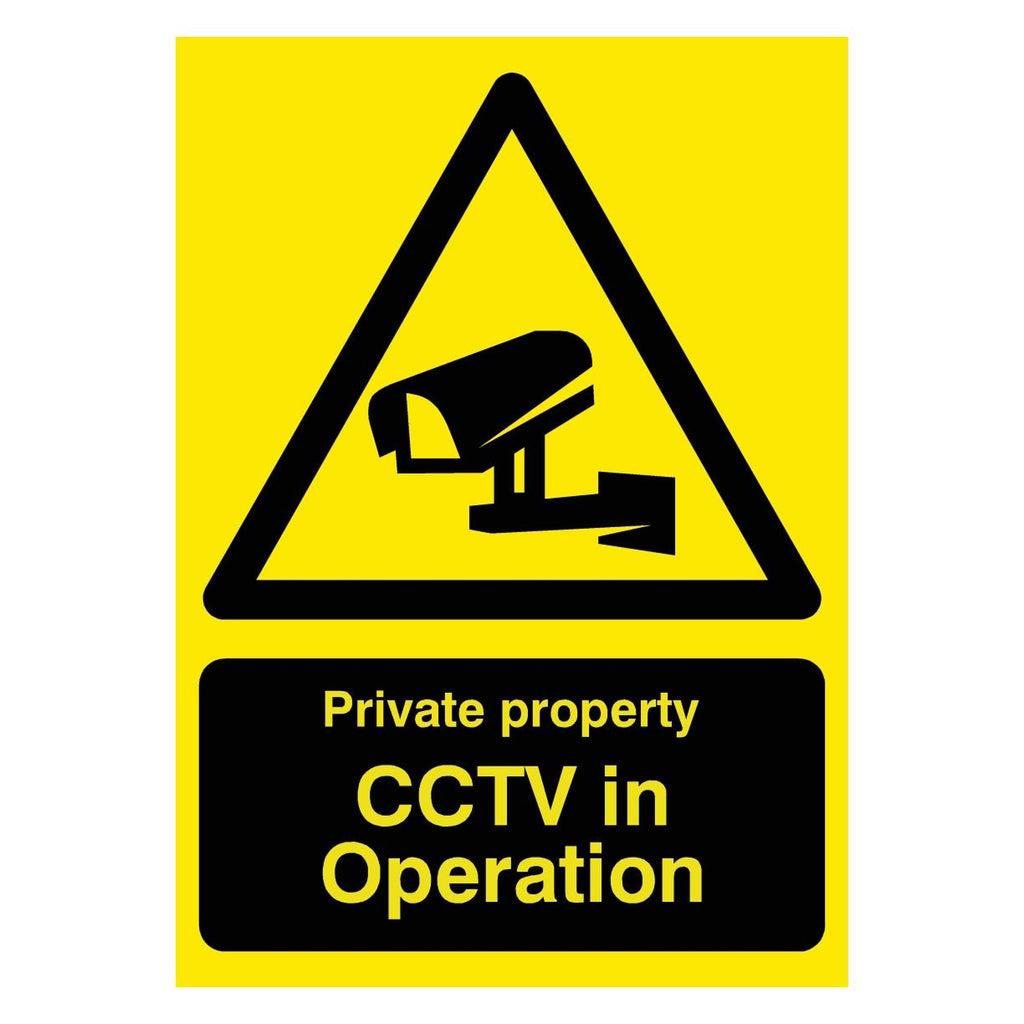 Private Property CCTV In Operation Yellow Sign - The Sign Shed