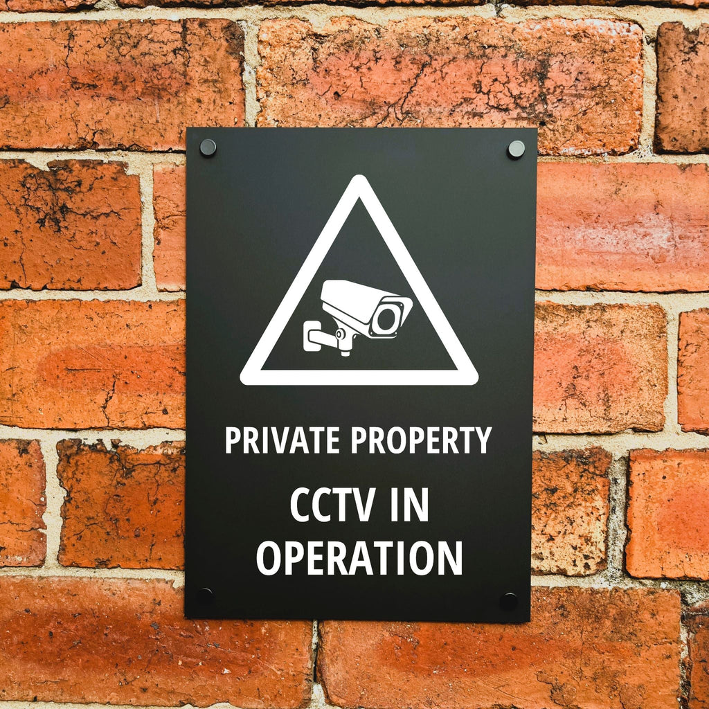 Private Property CCTV Sign Midnight Black v2 - The Sign Shed