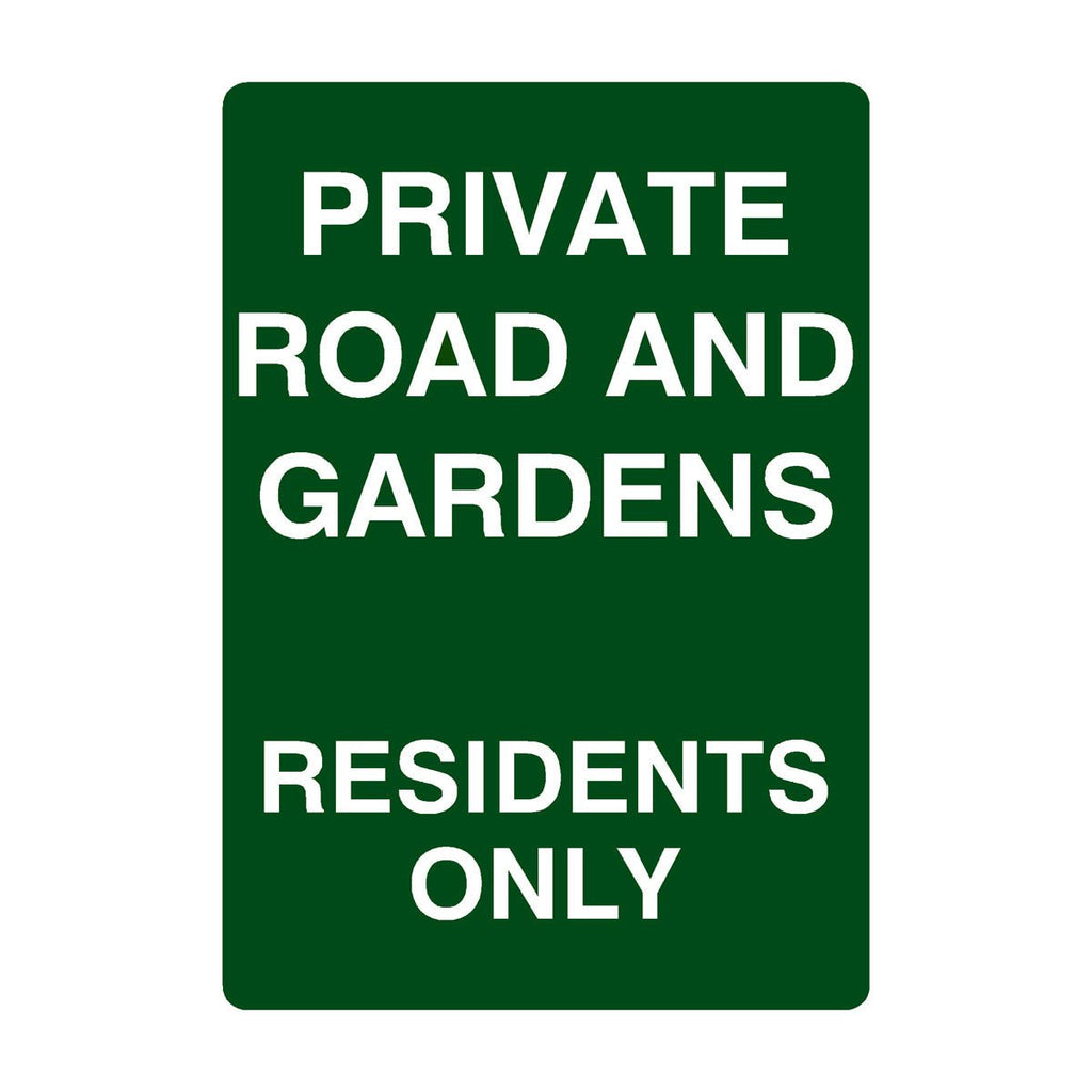 Private Road And Gardens Residents Only Sign Portrait - The Sign Shed