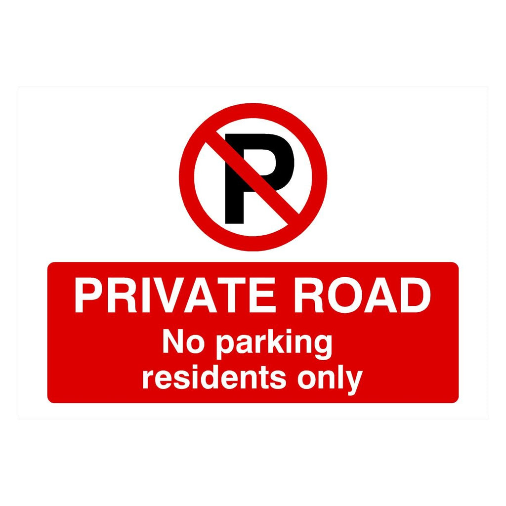 Private Road No Parking Residents Only P Sign Landscape - The Sign Shed