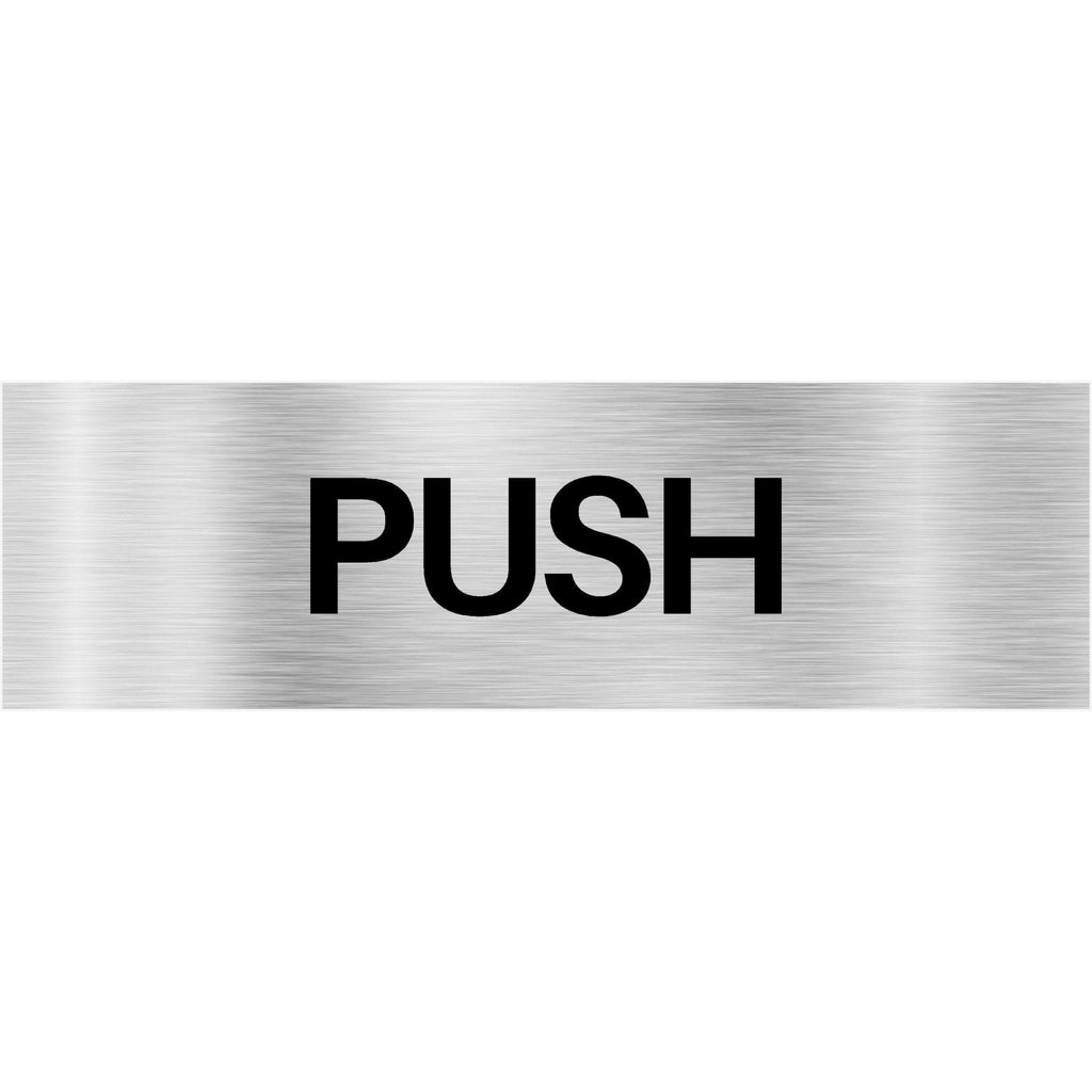 Push Brushed Silver Door Sign - The Sign Shed