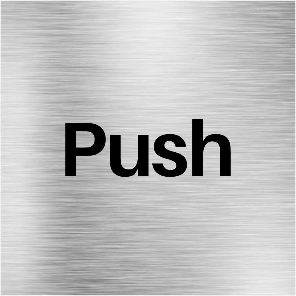 Push Brushed Silver Door Sign - The Sign Shed