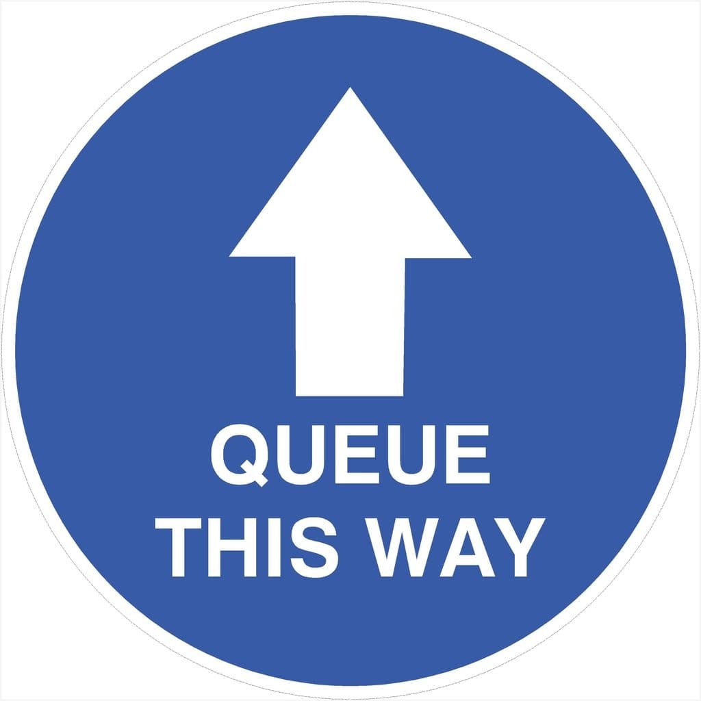 Queue This Way Arrow Floor Sticker - The Sign Shed