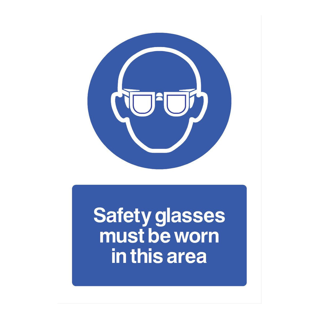 Safety Glasses Must Be Worn In This Area Sign - The Sign Shed