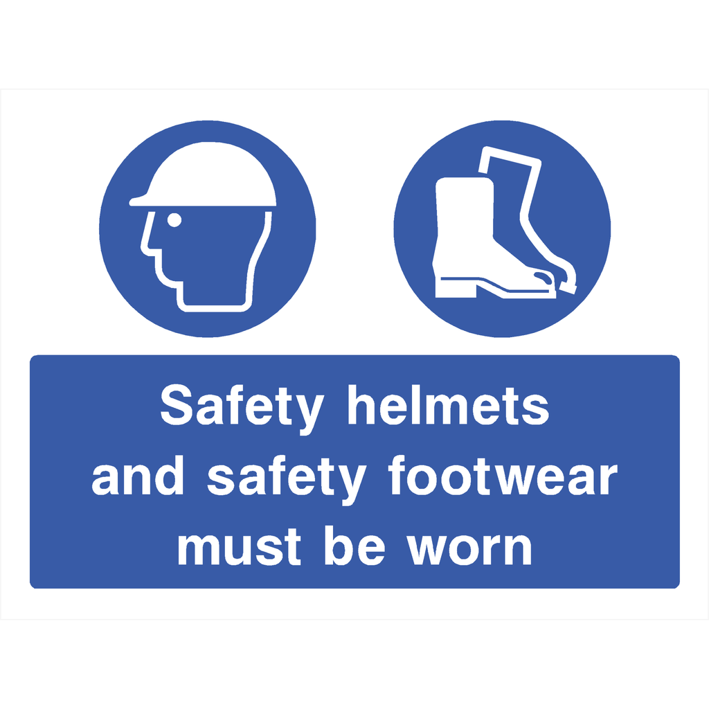 Safety Helmets & Footwear Must Be Worn Sign - The Sign Shed