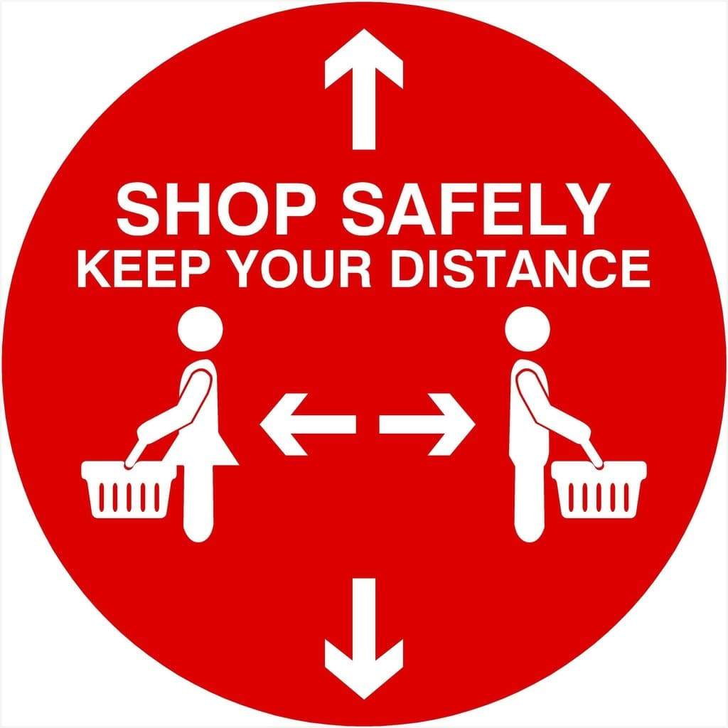 Shop Safely Keep Your Distance Floor Sticker - The Sign Shed