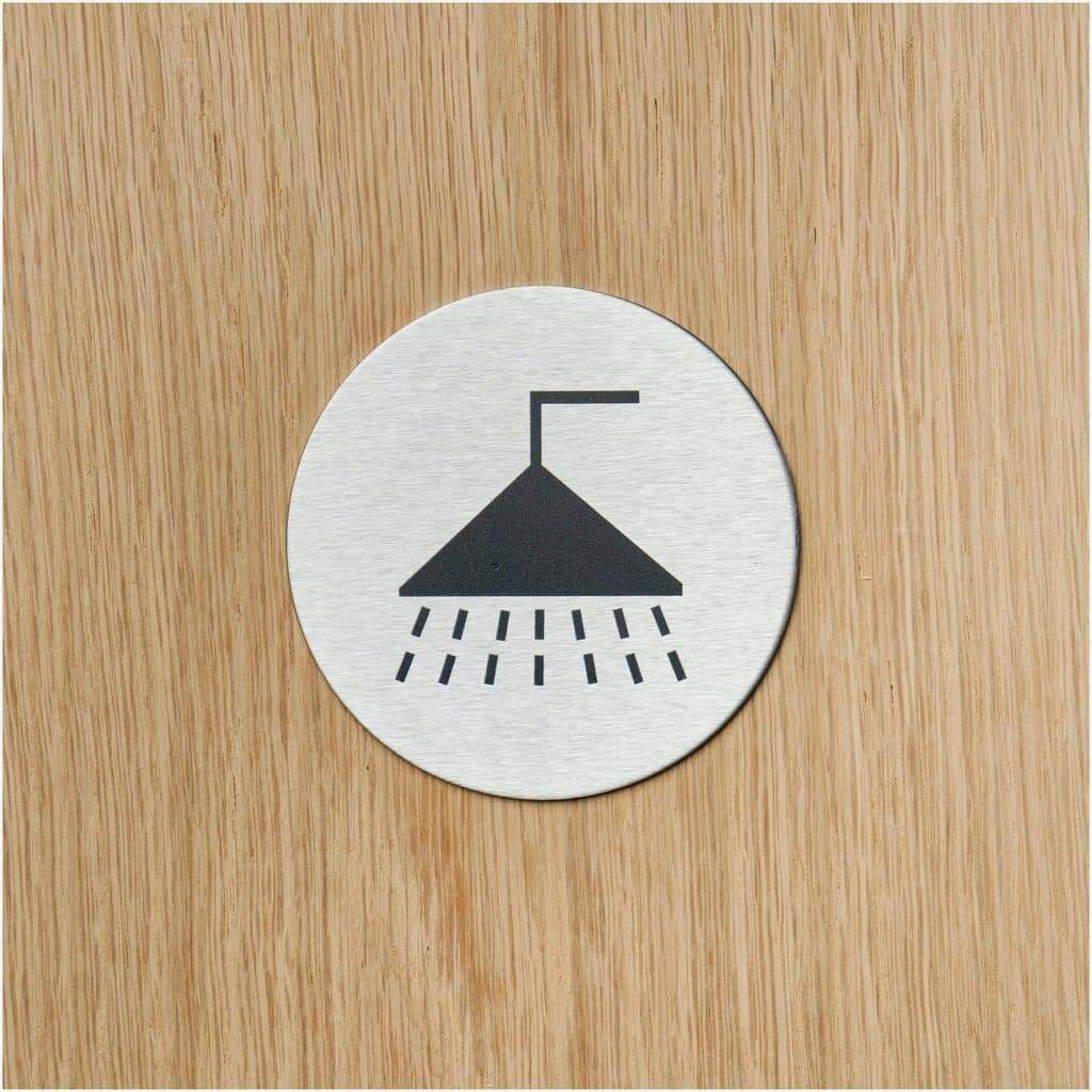 Shower Door Sign in Stainless Steel - The Sign Shed