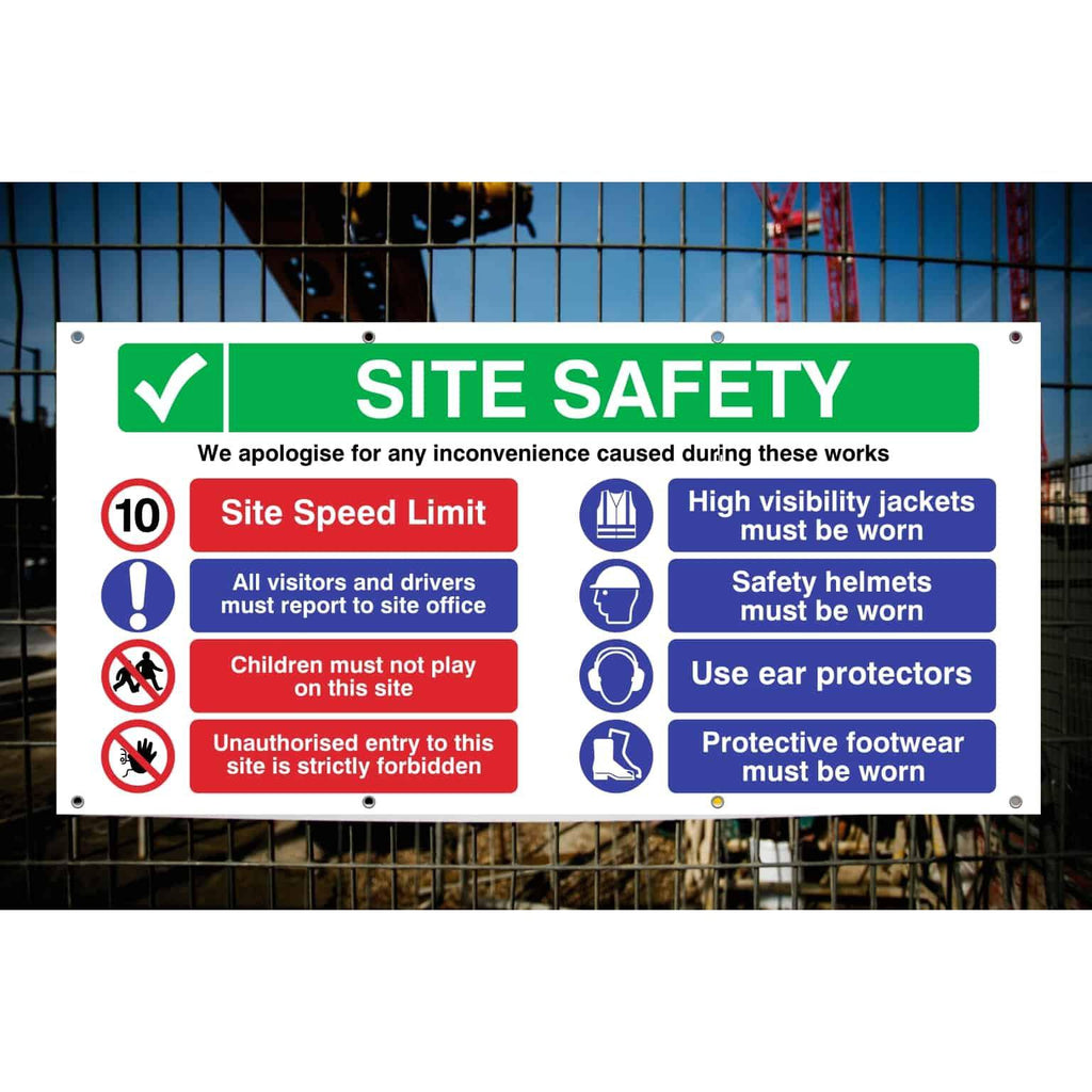Site Safety Banner | 10 MPH Speed Limit - The Sign Shed