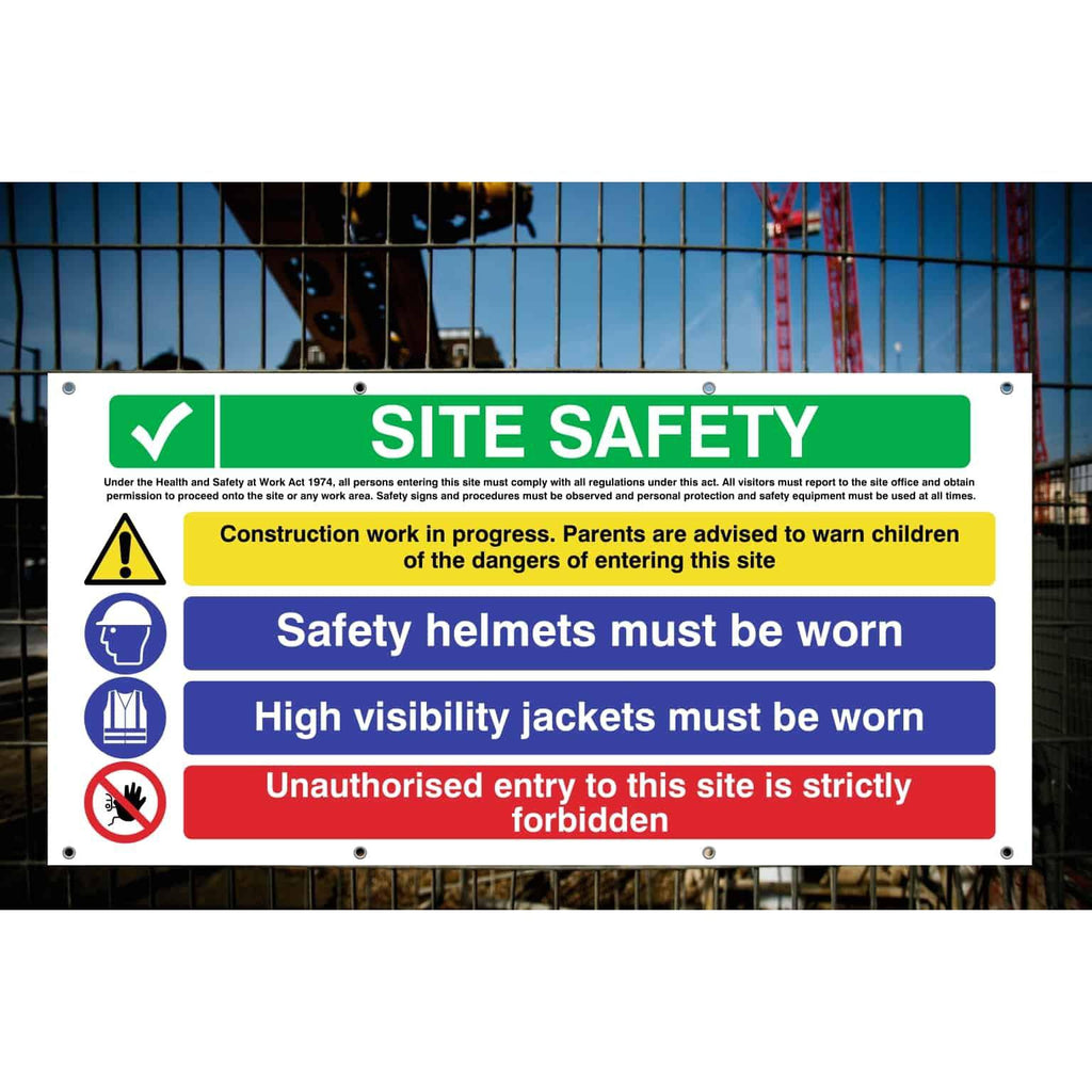 Site Safety Banner | Safety Helmets Multi Message - The Sign Shed