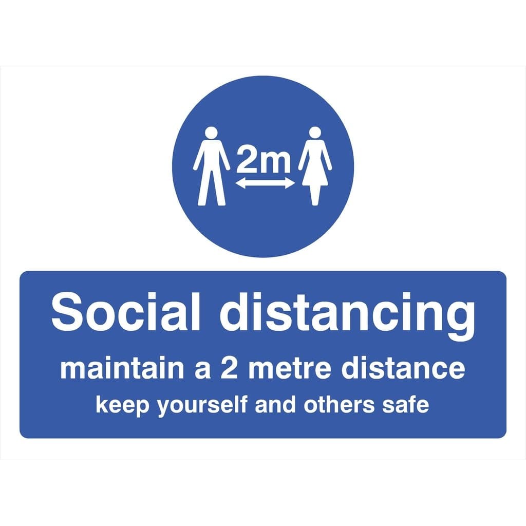 Social Distancing Maintain 2 Metre Distance Sign Landscape Version - The Sign Shed