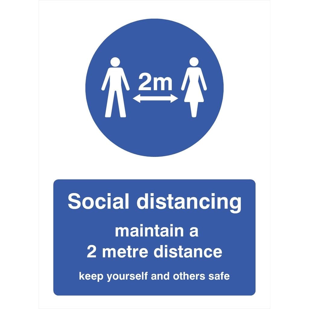 Social Distancing Maintain 2 Metre Distance Sign Portrait Version - The Sign Shed