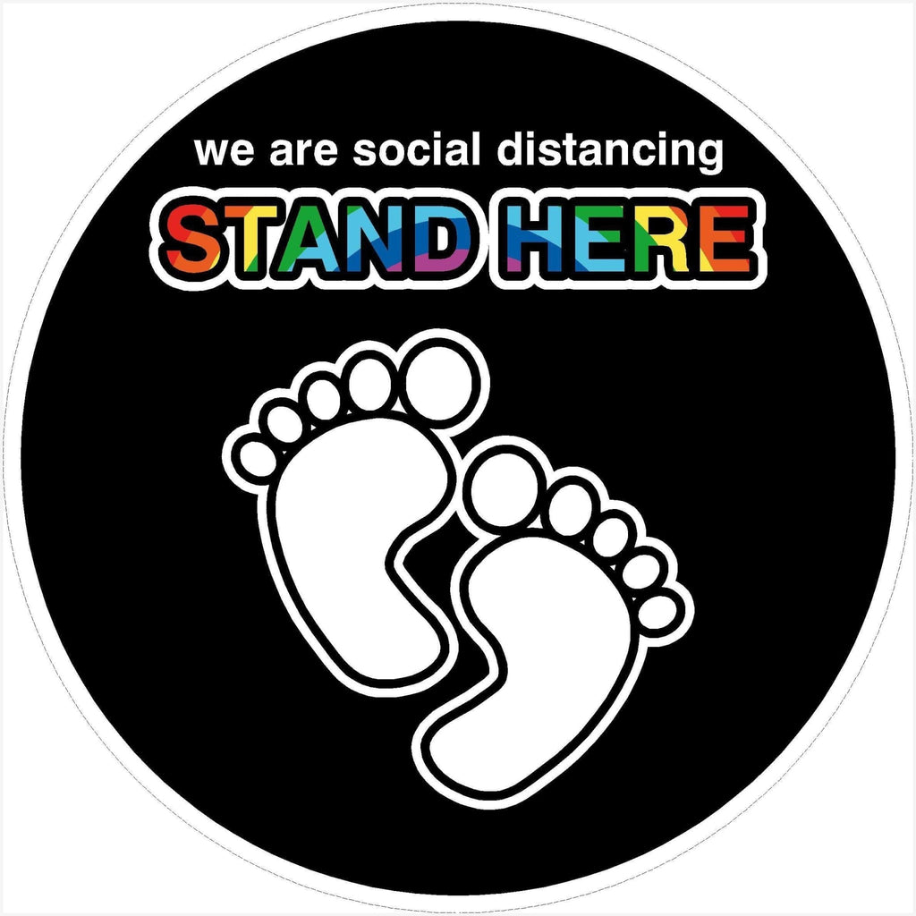 Social Distancing Stand Here Floor Sticker - The Sign Shed