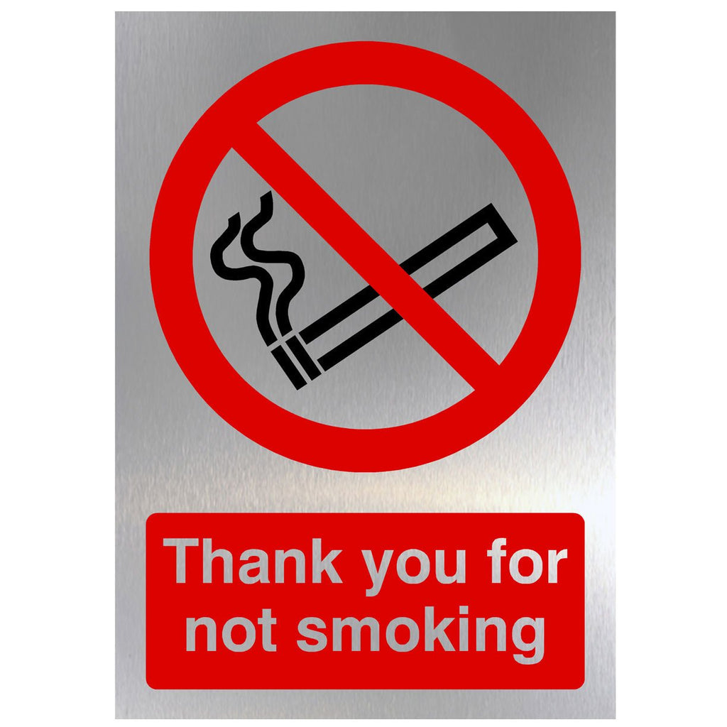 Thank You For Not Smoking Sign Silver - The Sign Shed