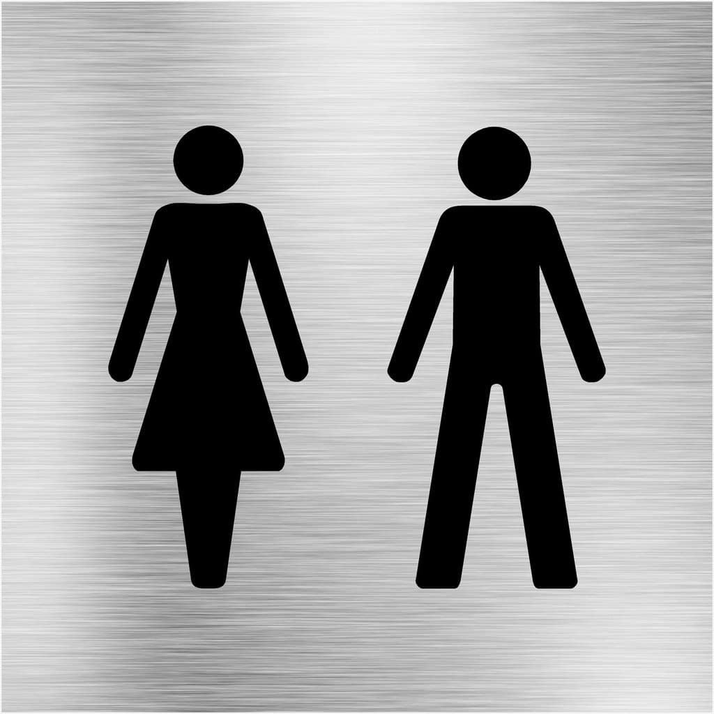 Unisex Toilet Sign in Brushed Silver - The Sign Shed