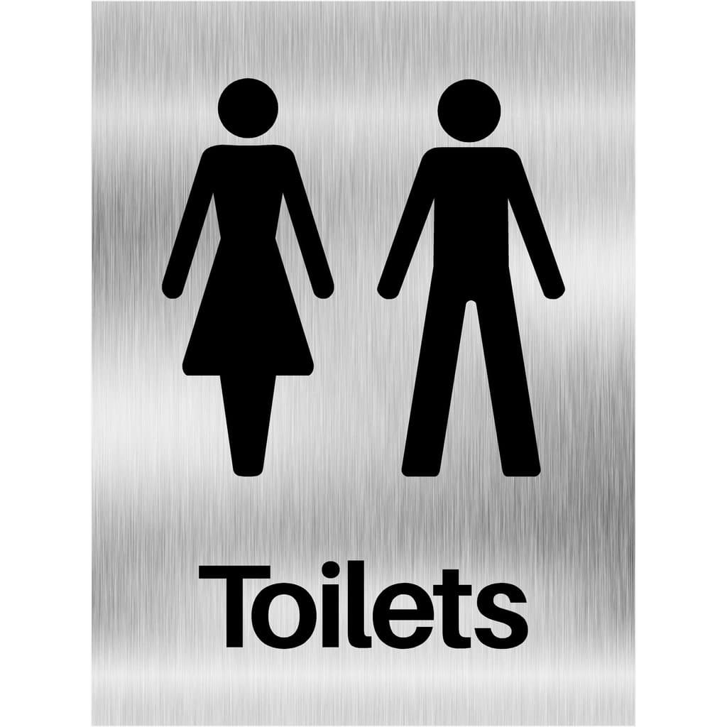 Unisex Toilets Sign in Brushed Silver Aluminium - The Sign Shed