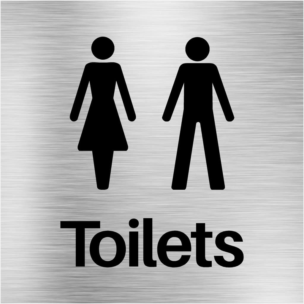 Unisex Toilets Sign in Brushed Silver | Square - The Sign Shed