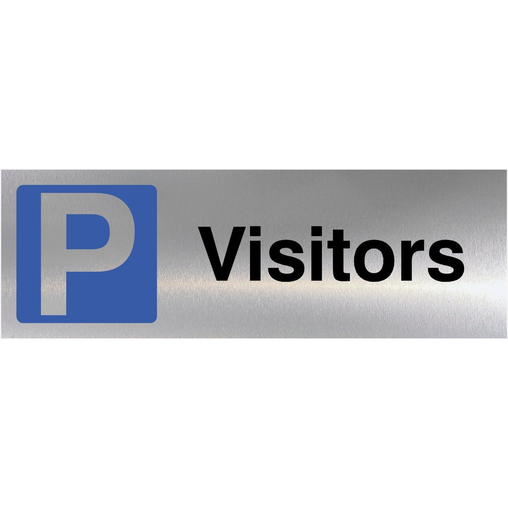 Visitors Parking Sign in Brushed Silver - The Sign Shed