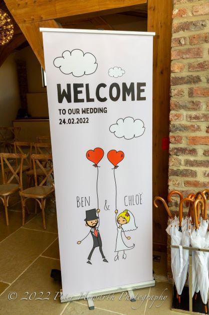 Wedding Pop Up Banner | Couple Balloons Clouds Blue - The Sign Shed