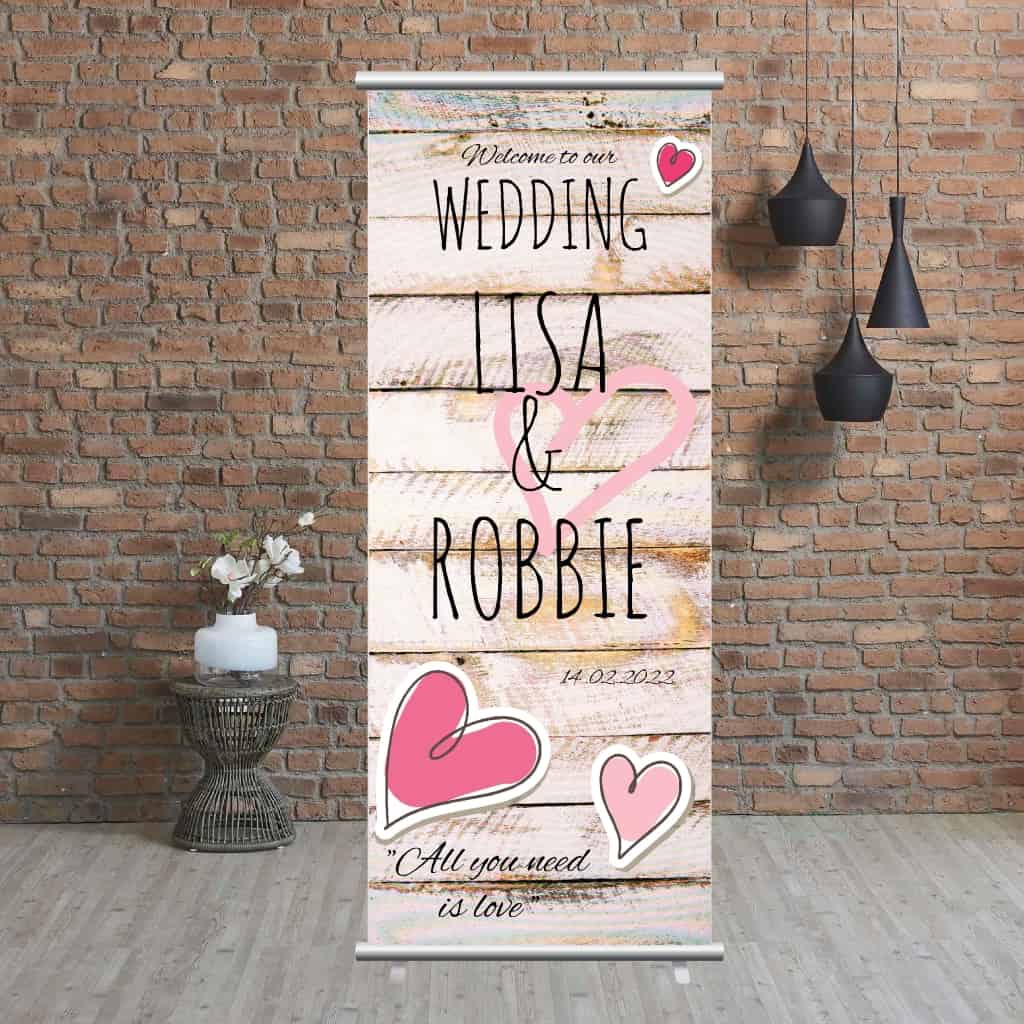 Wedding Pop Up Banner | Weathered Wood Theme - The Sign Shed