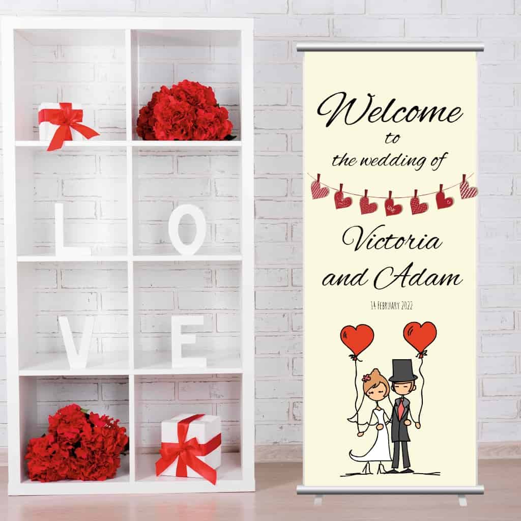 Wedding Pop Up Banner | Wedding Couple Balloons Bunting - The Sign Shed