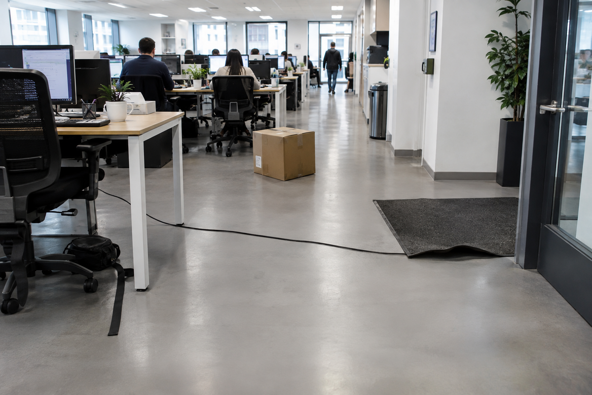Trip hazards in an office