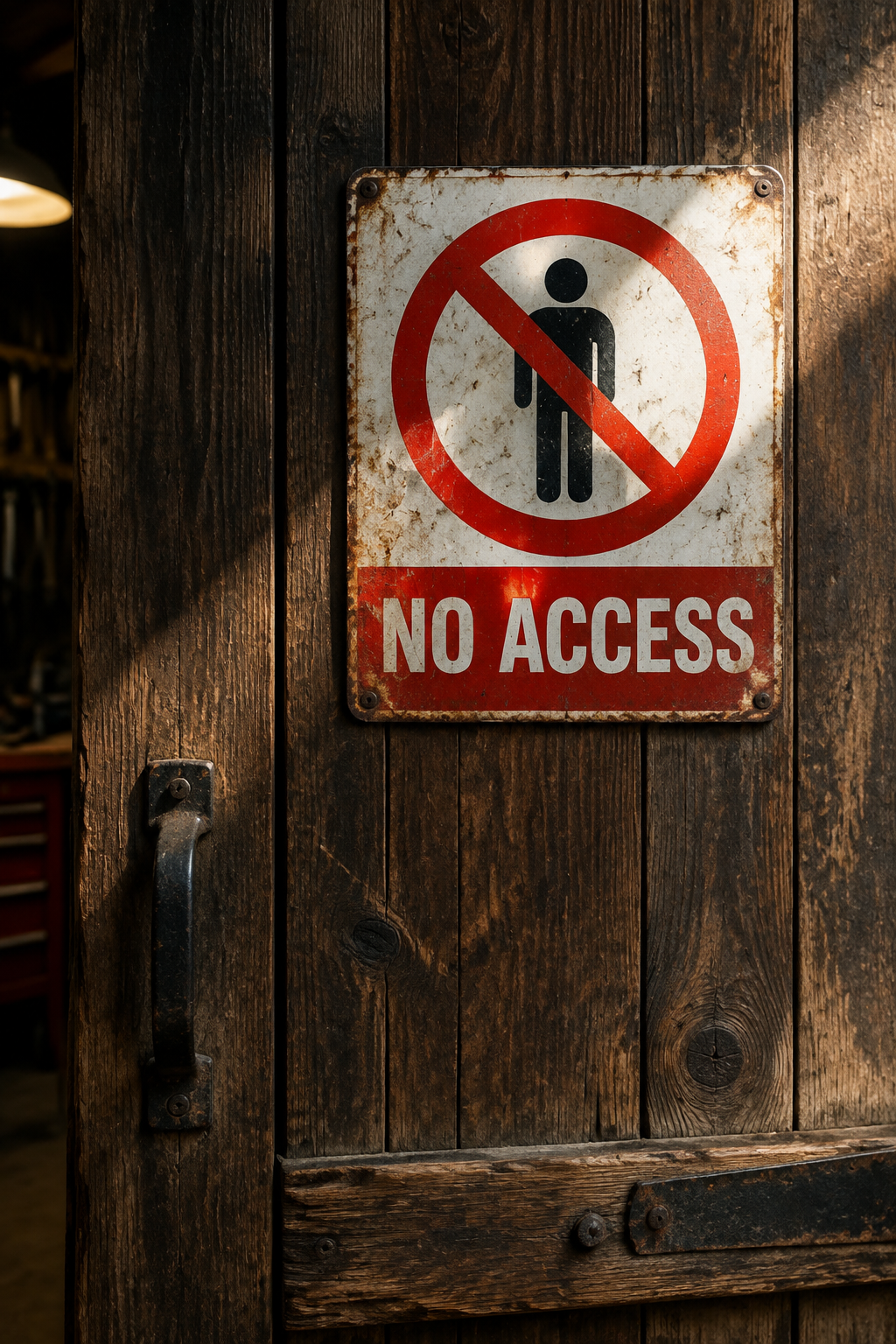 no access sign on workshop door