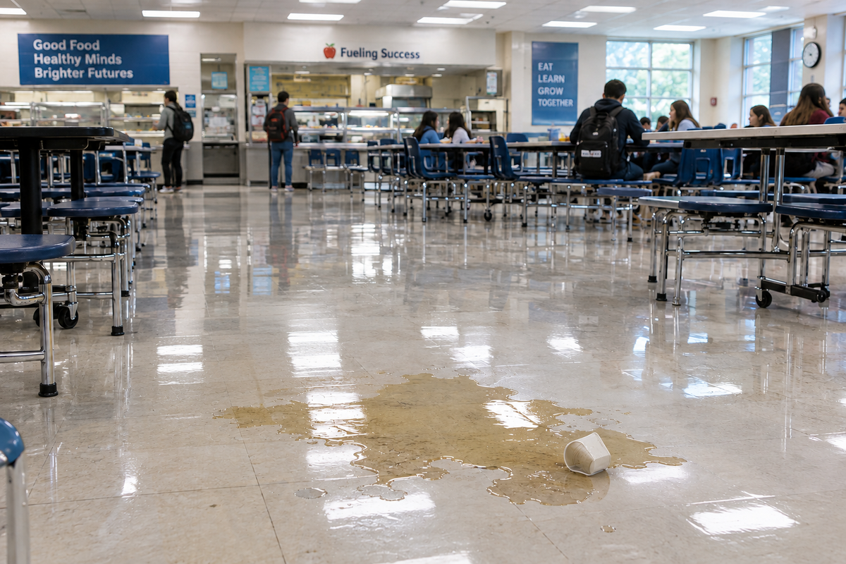 Slip hazard in a school canteen