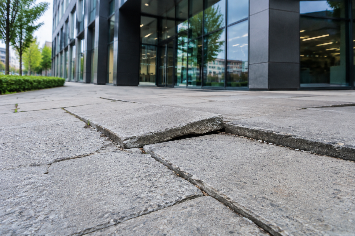 Uneven paving slabs