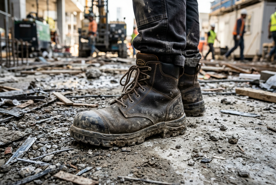 worker wearing safety boots