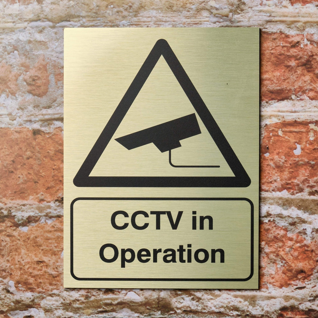 Brushed Aluminium and Gold Security Signs - The Sign Shed
