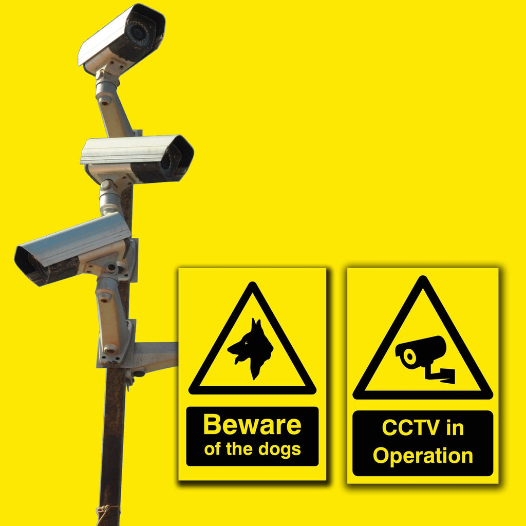 Yellow CCTV Signs