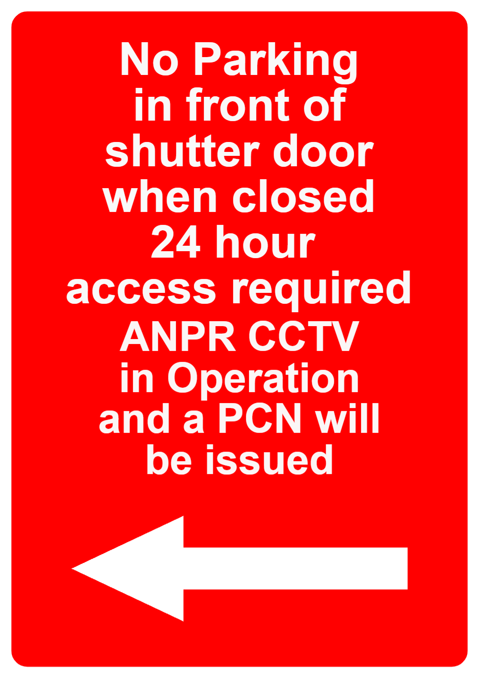 Custom Red Sign Left Arrow Portrait