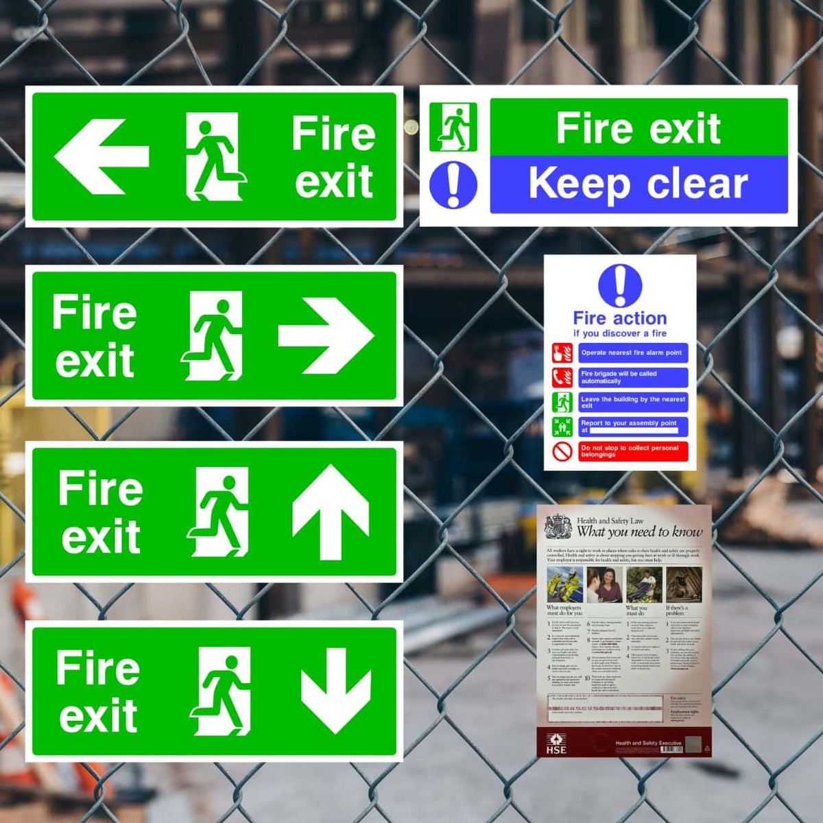 Fire Safety Sign 16 Pack + Poster - Pack L