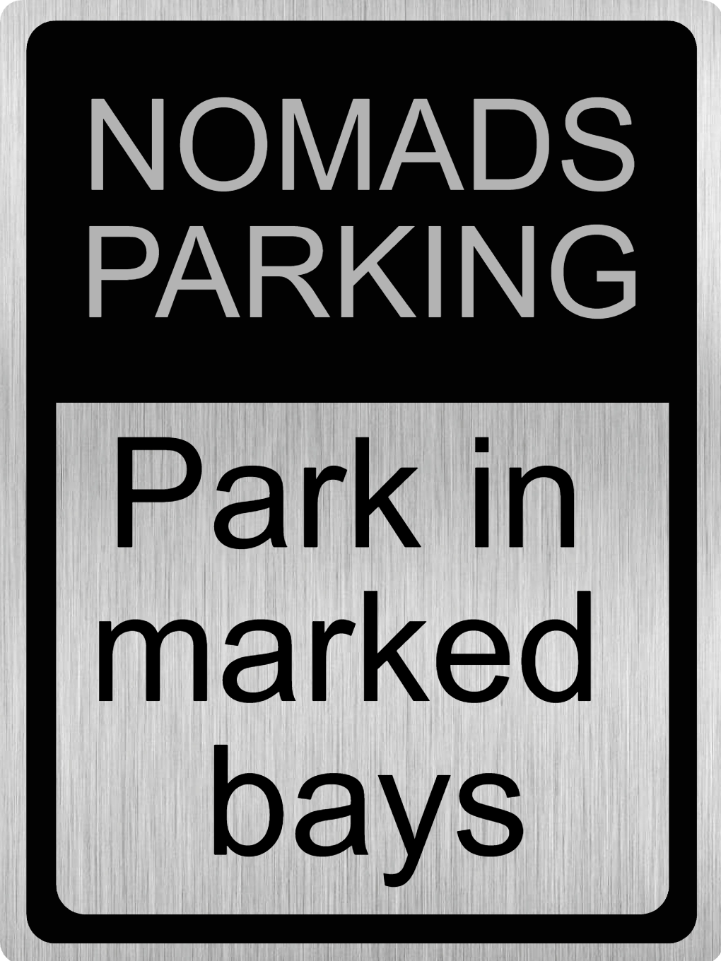 Custom Parking Sign | Black Header | Brushed Silver Version