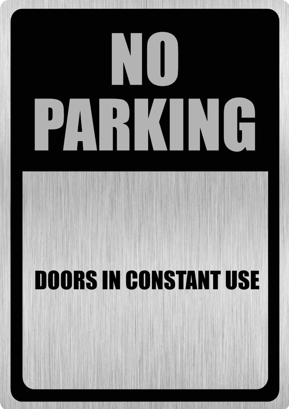 Custom Parking Sign | Black Header | Brushed Silver Version