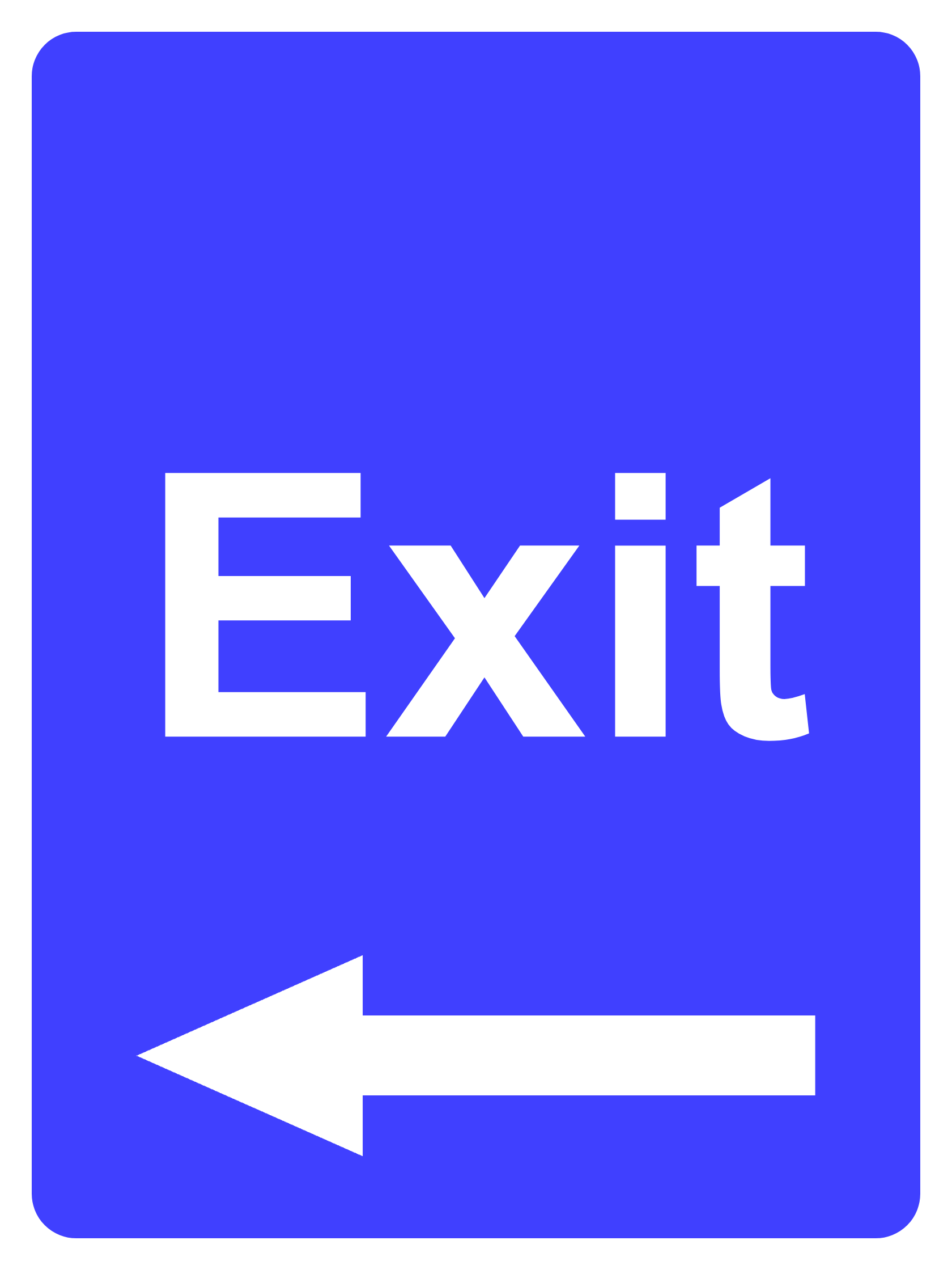 Custom Blue Sign Left Arrow Portrait