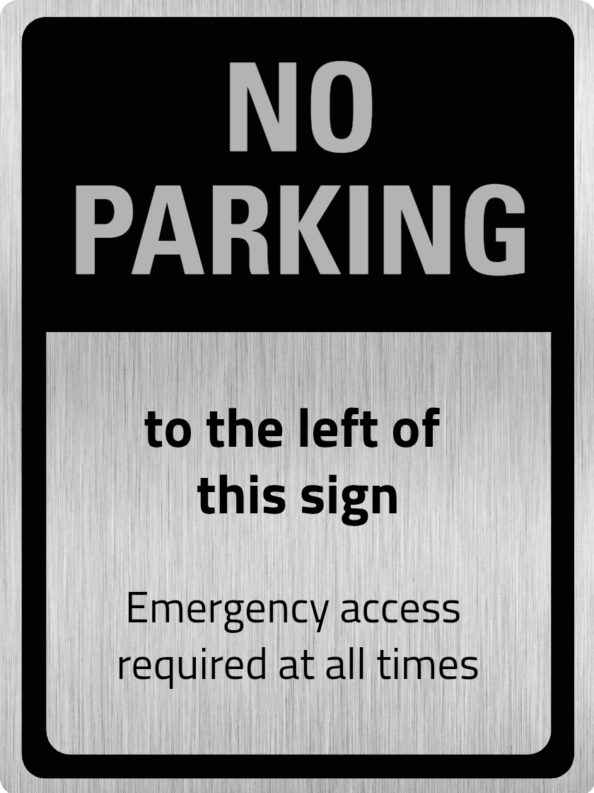 Custom Parking Sign | Black Header | Brushed Silver Version